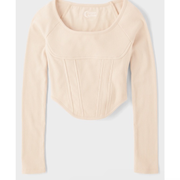 Sugar & Jade Other - Sugar & Jade Plus Size Tween Girls Cream Ribbed Corset Top